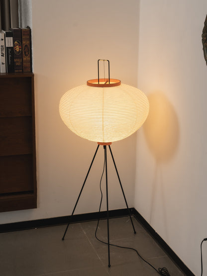 Handcrafted Paper Shade Tripod Standing Lamp 20 in White for Living Room Bedroom Reading Nook Accent Light Japandi Minimalist Decor