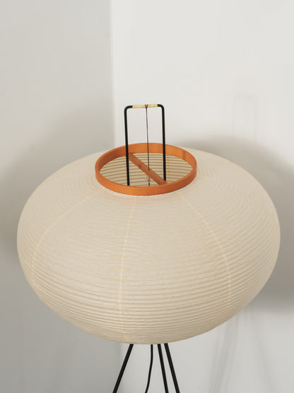 Handcrafted Paper Shade Tripod Standing Lamp 20 in White for Living Room Bedroom Reading Nook Accent Light Japandi Minimalist Decor
