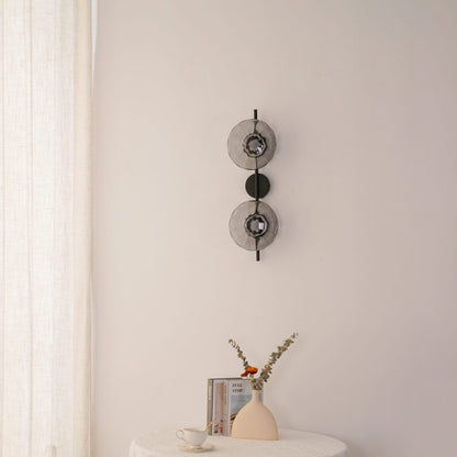 Modern Glass Sconce Light for Bedroom Hallway | Textured LED Wall Fixture Black or Gold Finish | Indoor Ambient Lighting