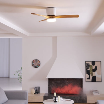 42-Inch Wooden Blade Ceiling Fan with Dimmable LED Light, Ultra-Quiet DC Motor for Bedrooms, Reversible Airflow, Three Color Temperatures, M