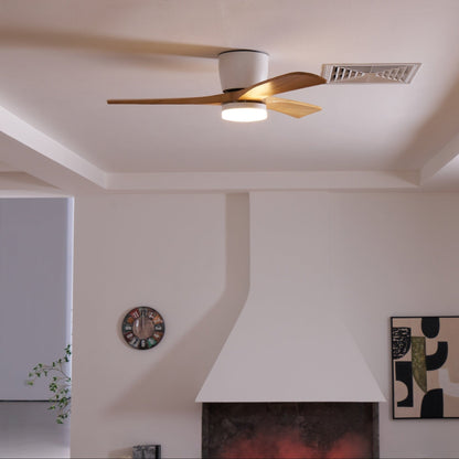 42-Inch Wooden Blade Ceiling Fan with Dimmable LED Light, Ultra-Quiet DC Motor for Bedrooms, Reversible Airflow, Three Color Temperatures, M