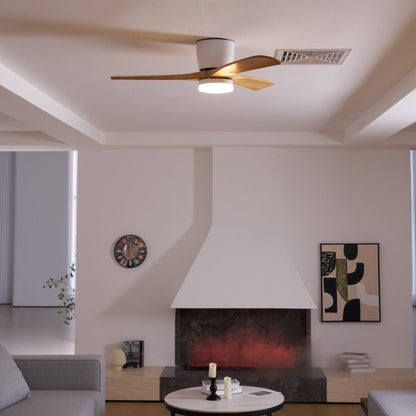 Wood Blade Ceiling Fan with Integrated LED Light and Remote Control for Bedroom Living Room Quiet DC Motor Airflow Year-Round Comfort Scandi