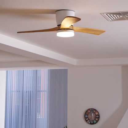Wood Blade Ceiling Fan with Integrated LED Light and Remote Control for Bedroom Living Room Quiet DC Motor Airflow Year-Round Comfort Scandi