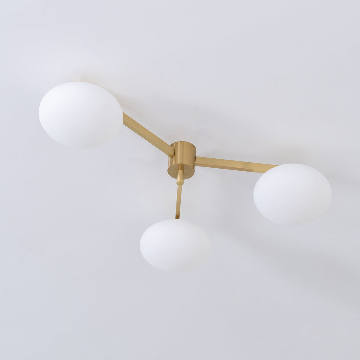 Five-Arm Flush Mount Ceiling Fixture with Milky White Shades in Warm Gold Finish for Kitchen Island Bedroom Hallway Entry Foyer Low Profile