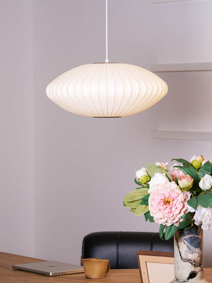 Steel Wire Silk Shade Ceiling Light 20 in White for Kitchen Island Dining Room Modern Pendant Lamp Hanging Fixture Adjustable Cord E26 Base