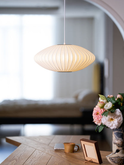 Steel Wire Silk Shade Ceiling Light 20 in White for Kitchen Island Dining Room Modern Pendant Lamp Hanging Fixture Adjustable Cord E26 Base