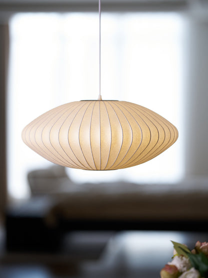Steel Wire Silk Shade Ceiling Light 20 in White for Kitchen Island Dining Room Modern Pendant Lamp Hanging Fixture Adjustable Cord E26 Base