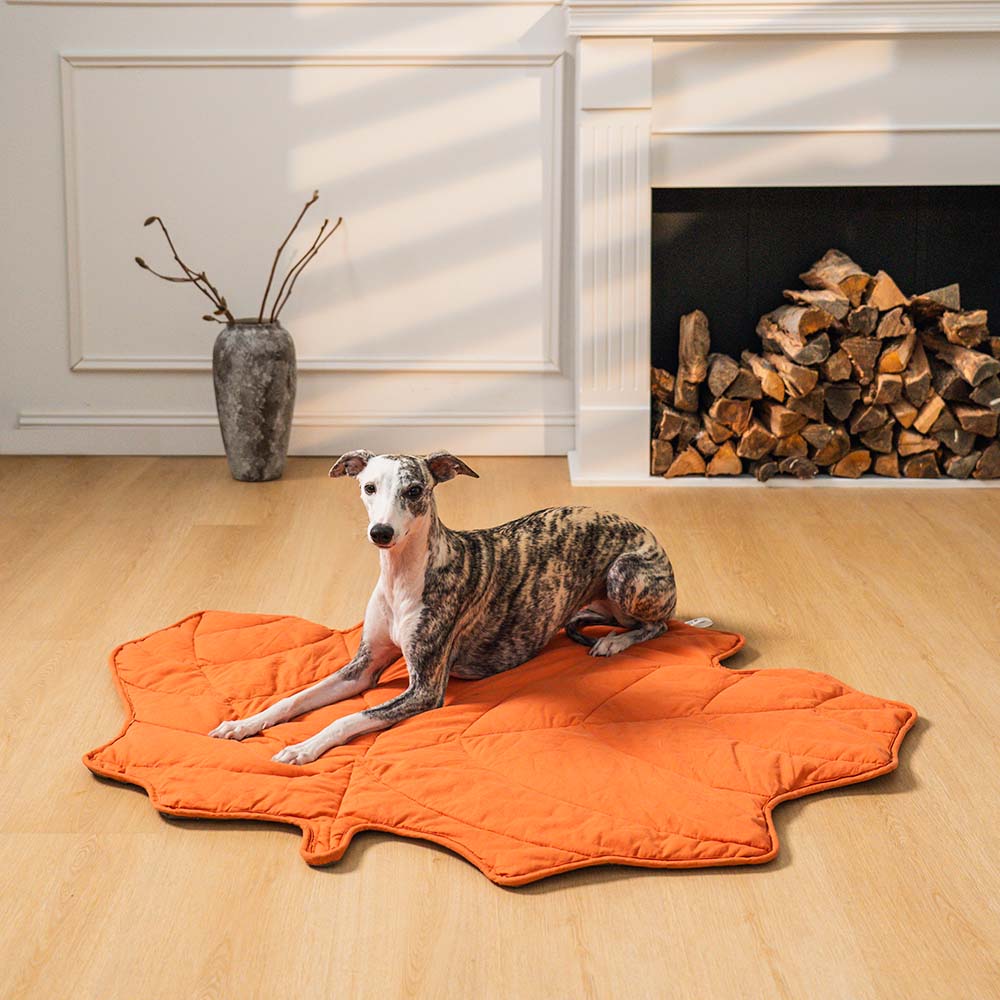 Botanical Leaf-Shaped Pet Throw Blanket - Soft Cotton-Polyester Cover for Dogs & Cats - Machine Washable Couch Protector & Floor Mat for
