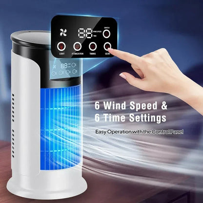 Personal Evaporative Air Cooler with Humidifier 18W Freestanding Fan Tower for Bedroom Dorm Office Desktop Tabletop Rooms