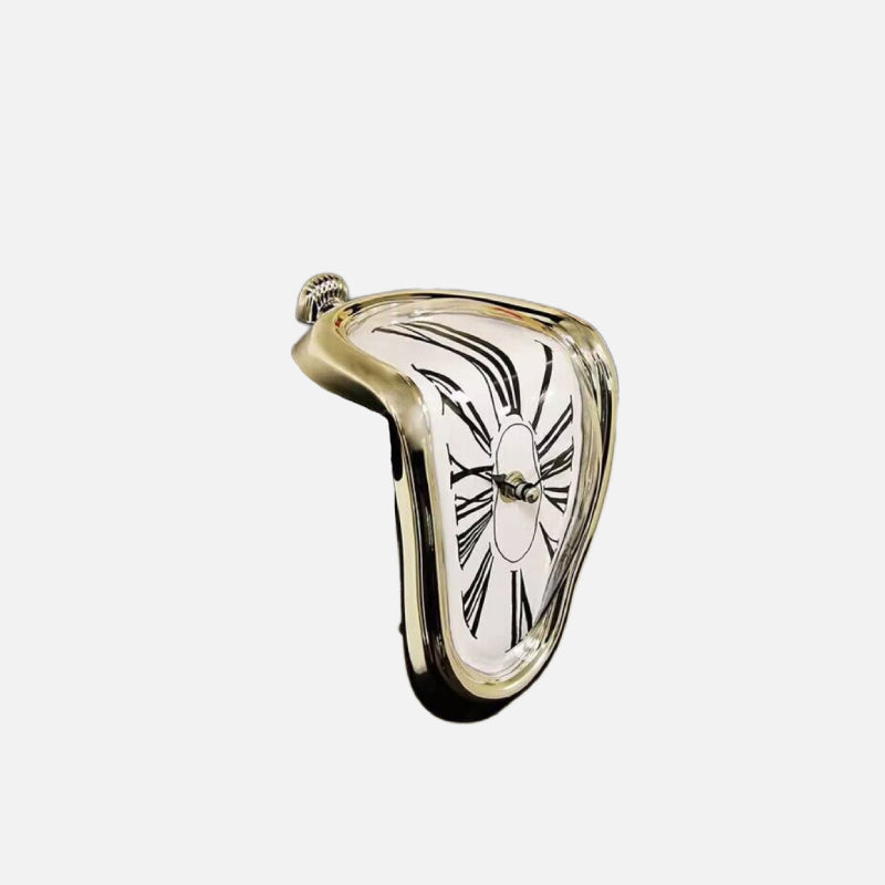 Dali Melting Clock – Surreal Art Timepiece in Gold, Silver, White, and Black