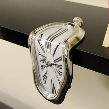 Dali Melting Clock – Surreal Art Timepiece in Gold, Silver, White, and Black