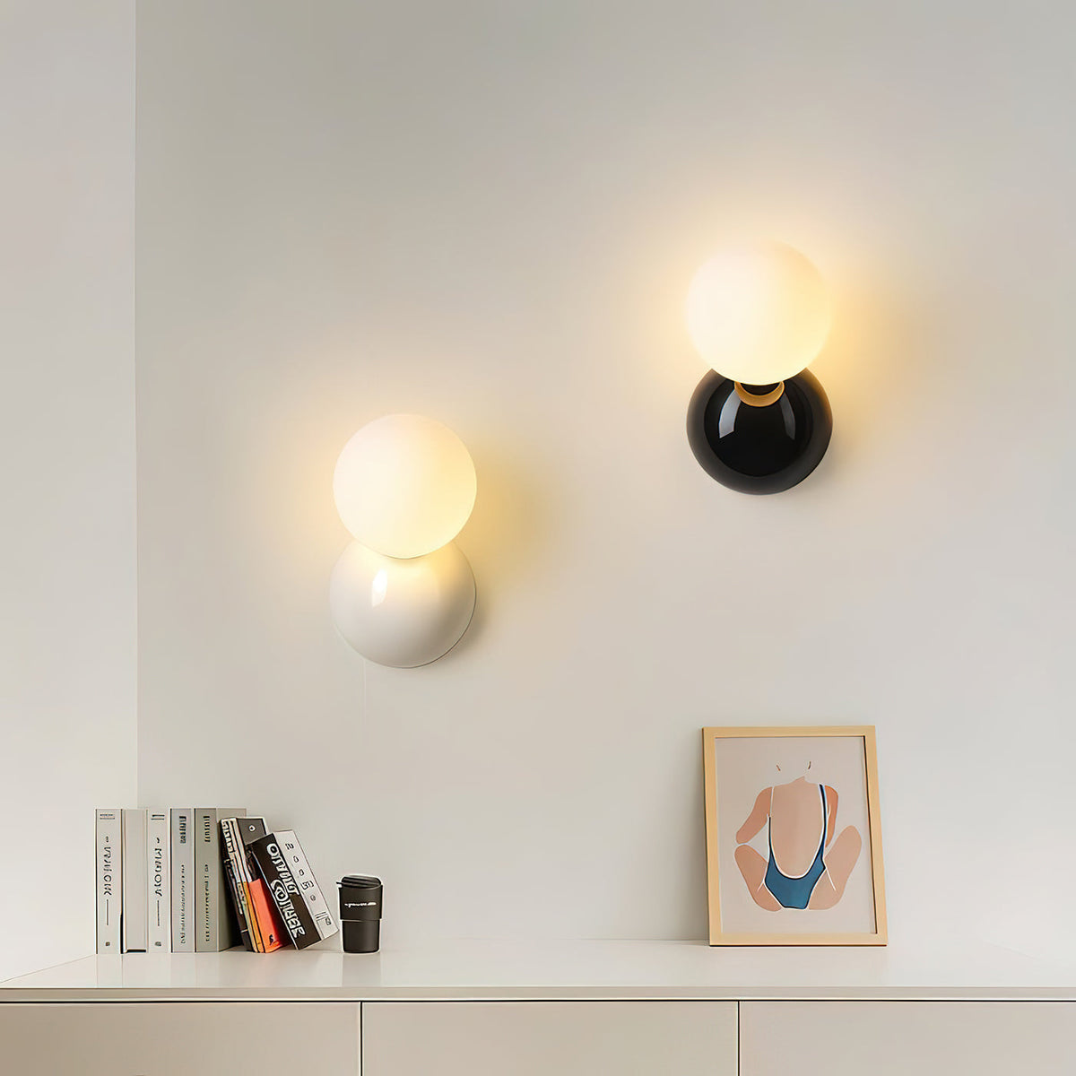 Orb Sconce with Resin & Glass — 4×7 inch Contemporary Fixture for Hallways, Bedrooms & Entryways — Soft Ambient Glow — Plug-In or Hardwired