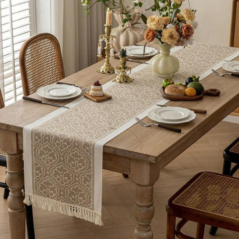 Dune Table Runner - Microfiber Blend, Boho Damask Design