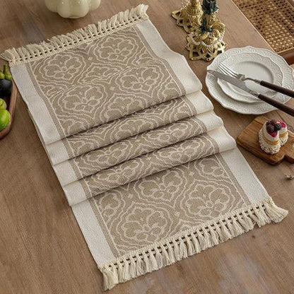 Dune Table Runner - Microfiber Blend, Boho Damask Design
