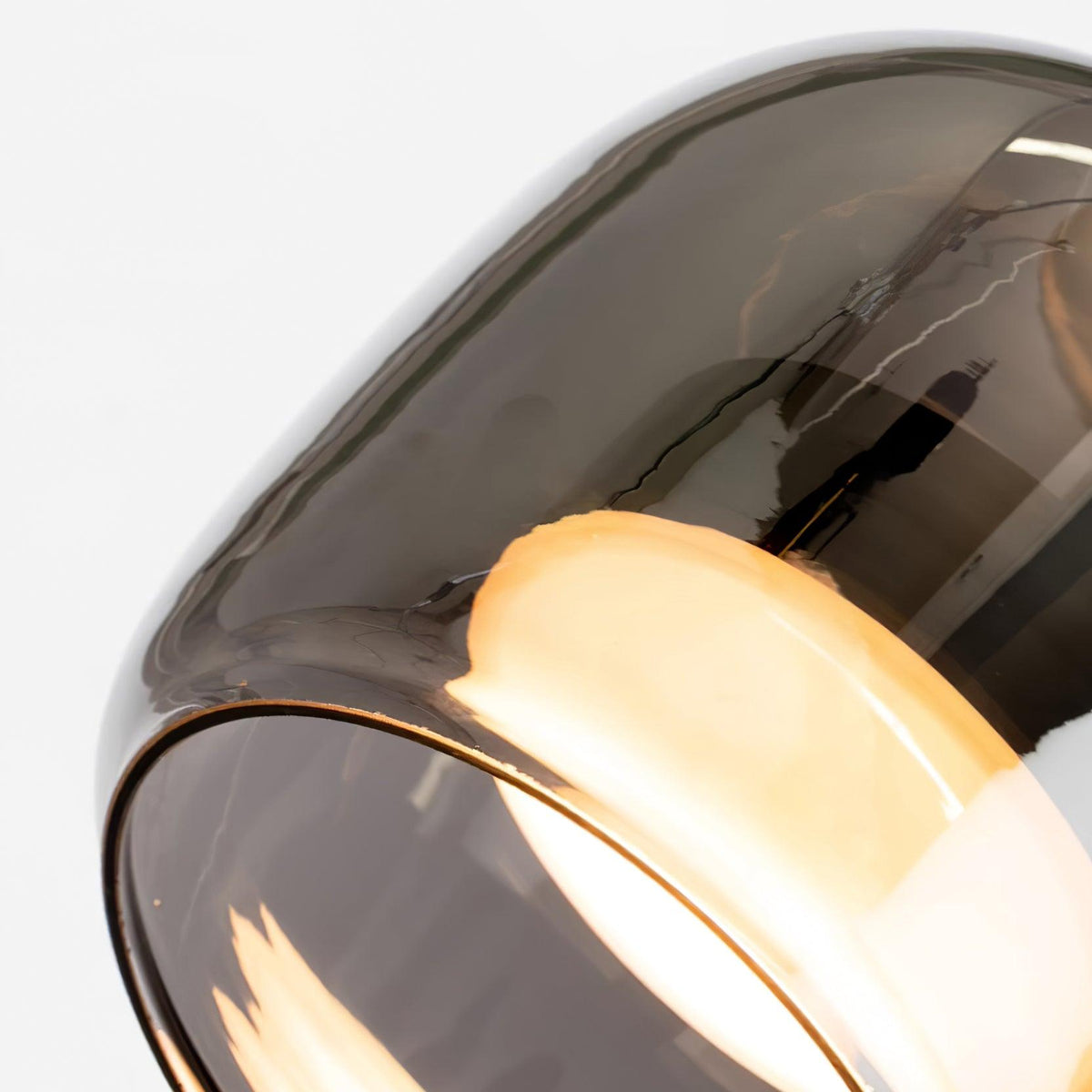 Glass Hanging Lamp 6.3 Inch Smoke Gray LED for Kitchen Island Dining Area Ceiling Mount Modern Minimalist Interior Lighting