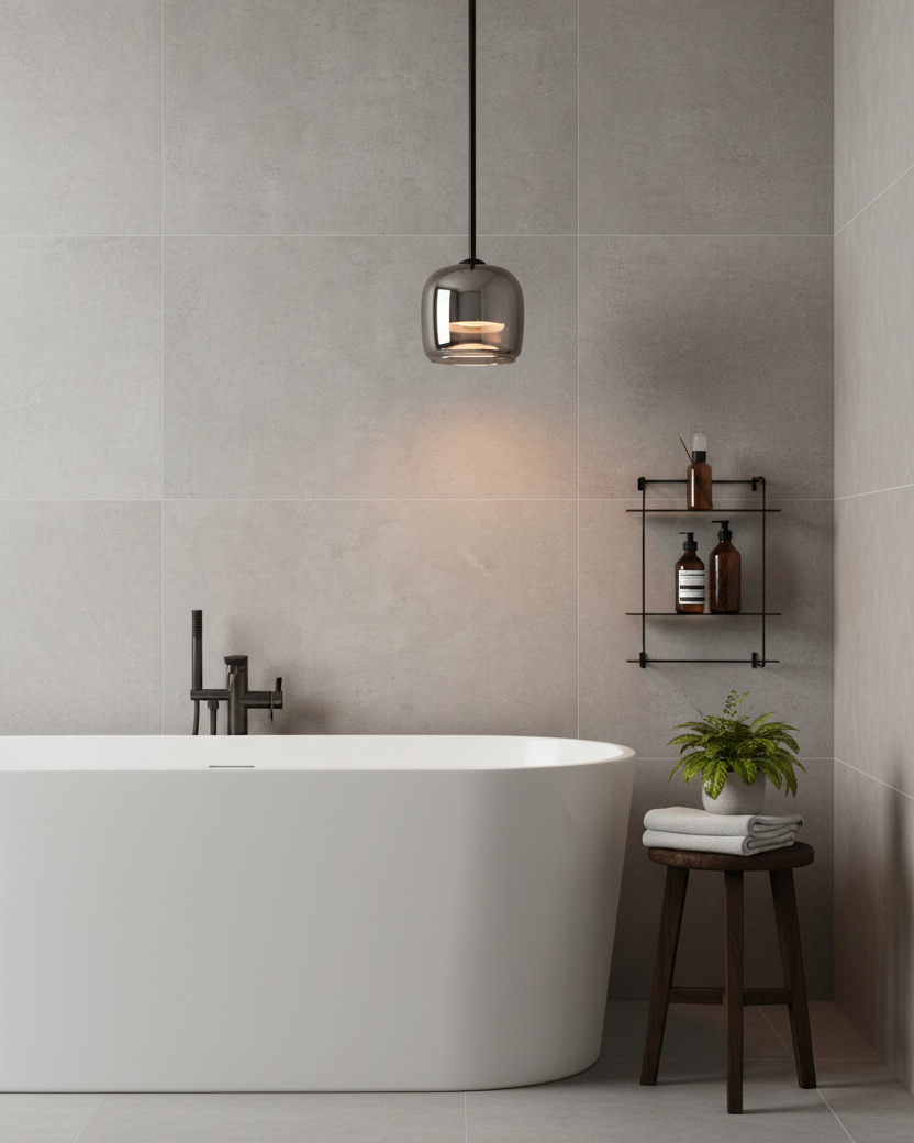 Glass Hanging Lamp 6.3 Inch Smoke Gray LED for Kitchen Island Dining Area Ceiling Mount Modern Minimalist Interior Lighting