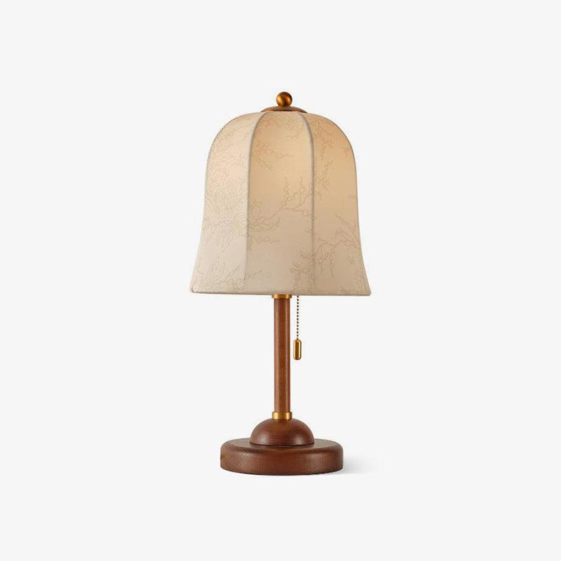 Nightstand Lamp with Fabric Shade 9-Inch Dimmable Task Light Copper Walnut Finish Bedroom Reading Side Table Lighting Home Decor