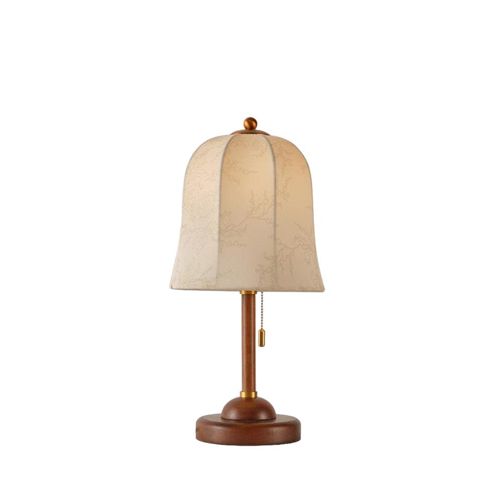 Nightstand Lamp with Fabric Shade 9-Inch Dimmable Task Light Copper Walnut Finish Bedroom Reading Side Table Lighting Home Decor