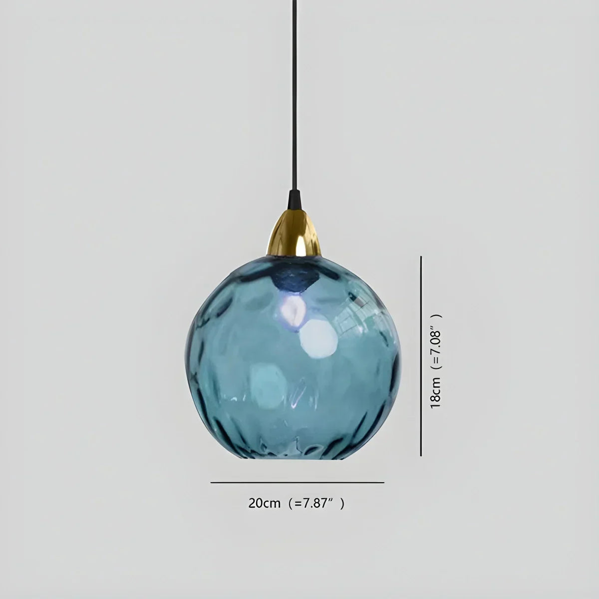Spherical Glass Ceiling Fixture E26 Socket 8-Inch Gray Shade for Dining Areas Bedrooms Kitchens Adjustable Cord Ambient Fixture
