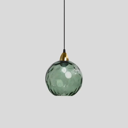 Spherical Glass Ceiling Fixture E26 Socket 8-Inch Gray Shade for Dining Areas Bedrooms Kitchens Adjustable Cord Ambient Fixture