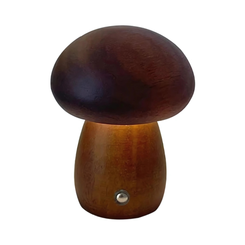 Mushroom Table Lamp Cordless Dimmable LED Touch Night Light Solid Wood Bedside Desk Lamp for Bedroom Nursery Kids Room Living Room Reading