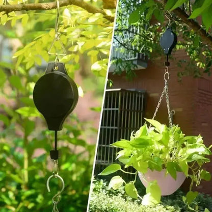 Hanging Plant Pulley System for Indoor & Outdoor Gardens – Adjustable Ceiling Mount Hanger with Steel Cable for Pots & Baskets