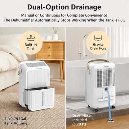 Compact Dehumidifier for Basement | 34 Pint Moisture Control for Fresh Air