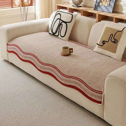 Wavy Edge Furniture Protector with Non-Slip Grip for Couches – Machine Washable Pet-Friendly Cover for Living Room