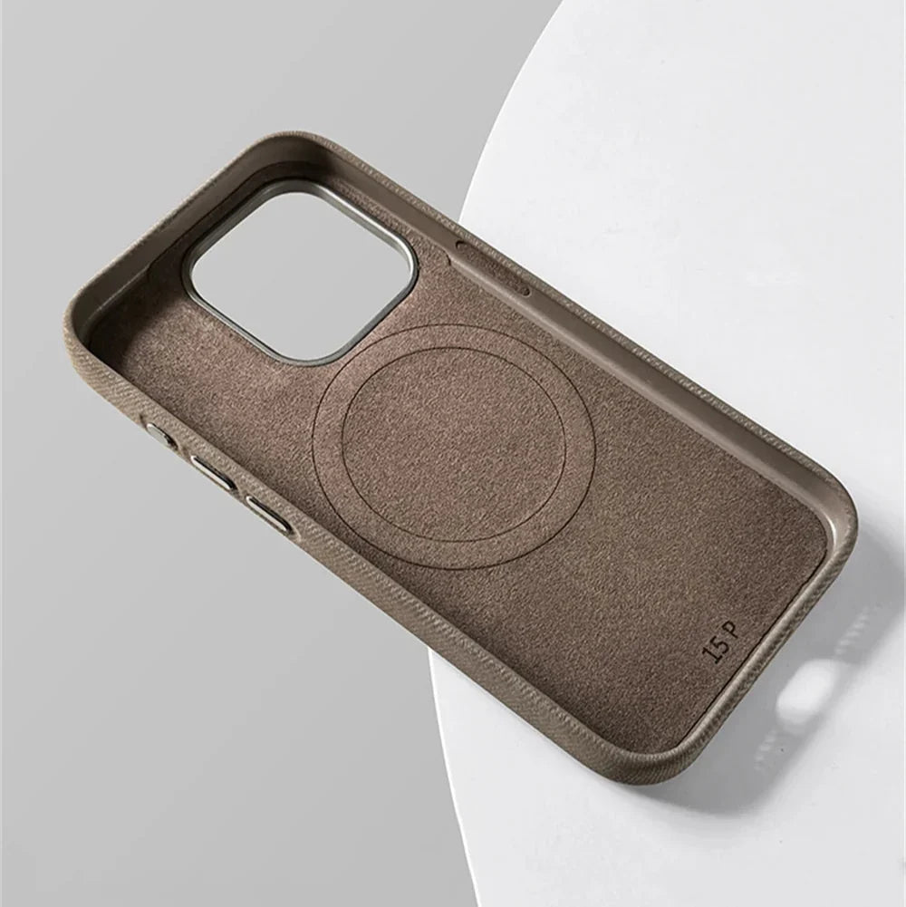 Fabric-Wrapped Phone Case with Wireless Charging for iPhone 13-17 Series – Anti-Fingerprint Protective Cover
