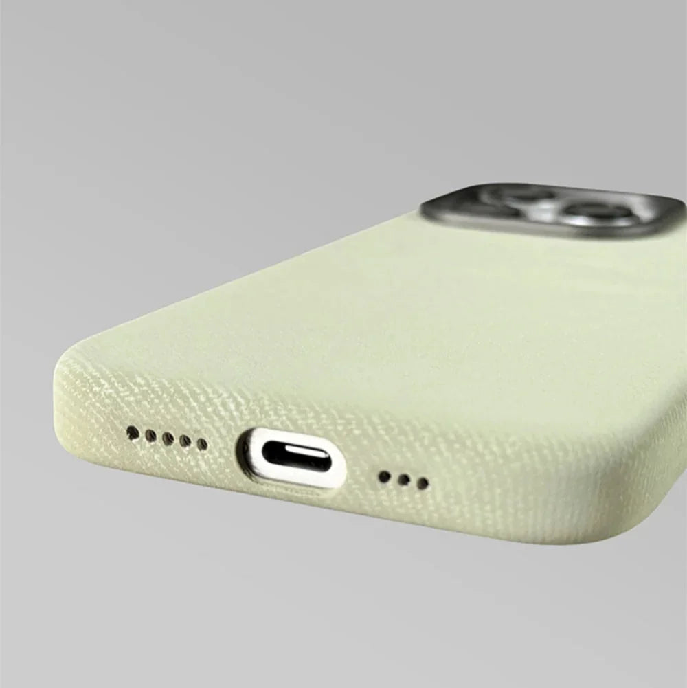 Fabric-Wrapped Phone Case with Wireless Charging for iPhone 13-17 Series – Anti-Fingerprint Protective Cover