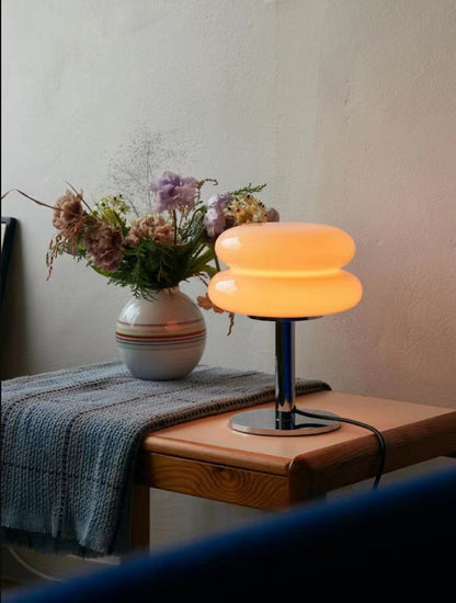 Designer Stained Glass Table Lamp with LED Lighting for Bedroom – Unique Nightstand Lamp