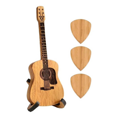 Wooden Guitar Pick Holder Organizer for 3 Picks – Handcrafted Storage Case for Acoustic & Electric Guitarists