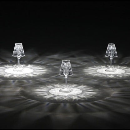 Cordless Touch-Dimming Crystal Lamp with 3 Brightness Settings for Nightstand Desk Reading Light Portable Rechargeable Accent Lighting