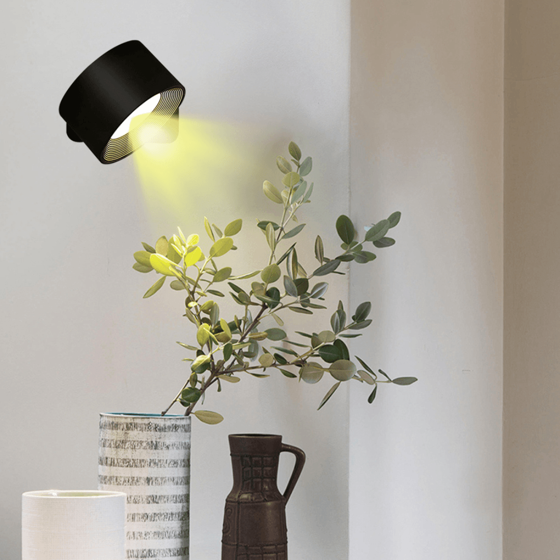 Portable LED Wall Sconce with USB Charging – 360° Swivel Head for Bedroom, Hallway, Reading Nook & Home Office