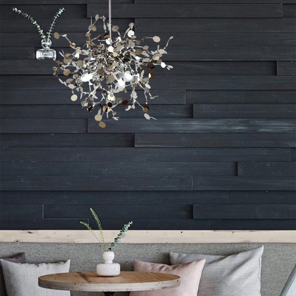 Mid-Century Starburst Hanging Fixture with Height-Adjustable Chain for Dining & Living Spaces Gold or Silver Finish G9 Socket Metal Construc