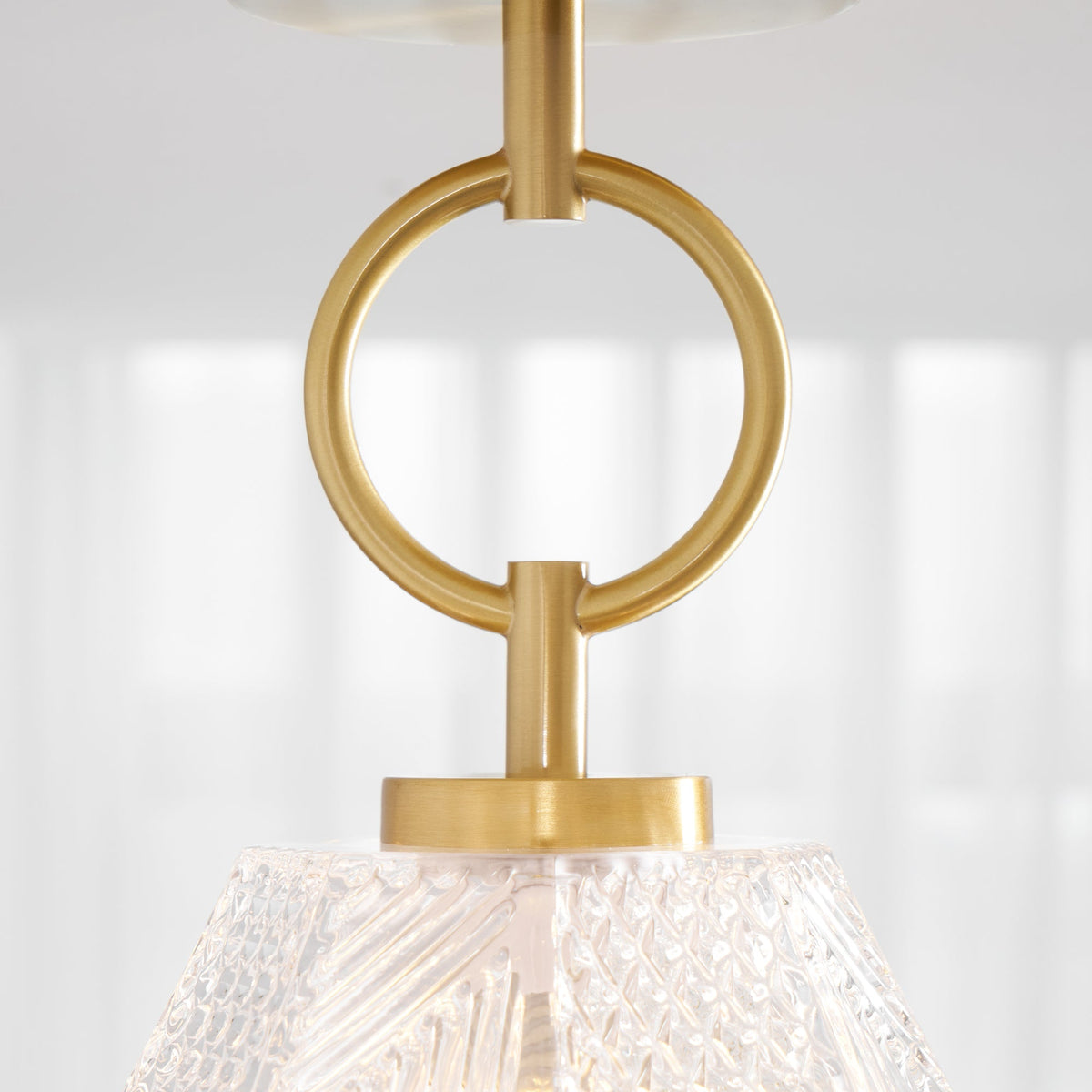 Geometric Glass Pendant Light with Faceted Shade | Polished Metal Hanging Fixture for Kitchen Island Entryway Breakfast Nook Hallway