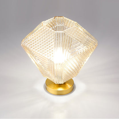 Geometric Glass Pendant Light with Faceted Shade | Polished Metal Hanging Fixture for Kitchen Island Entryway Breakfast Nook Hallway