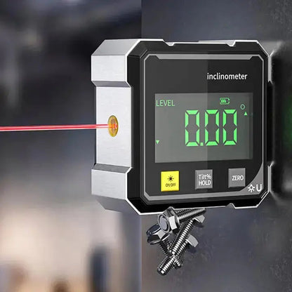 Digital Angle Finder with Laser Level and Magnetic Base for Precise Alignment | Inclinometer Protractor Tool for Woodworking Carpentry