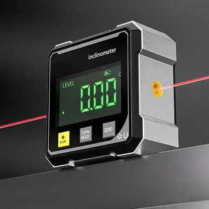 Digital Angle Finder with Laser Level and Magnetic Base for Precise Alignment | Inclinometer Protractor Tool for Woodworking Carpentry