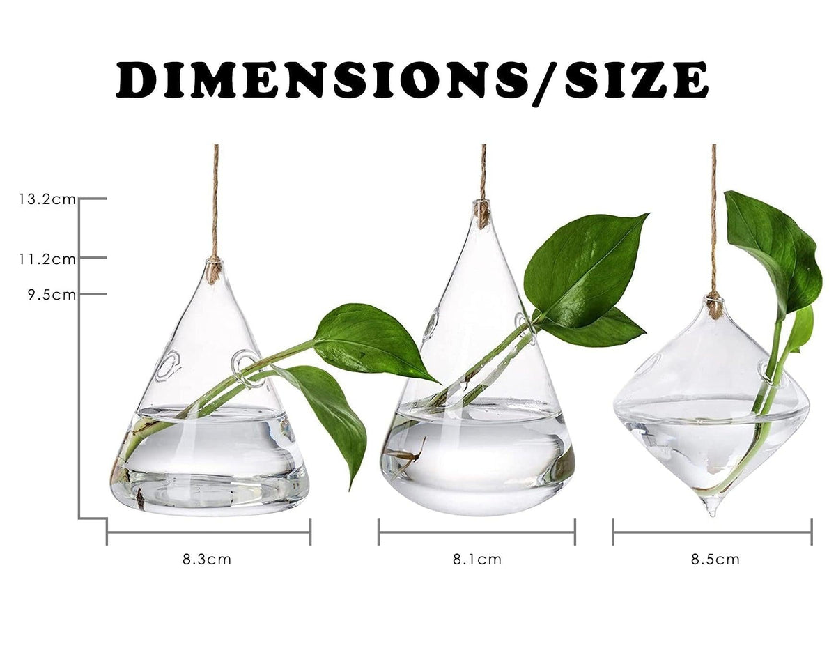 3-Piece Glass Hanging Terrarium Vases