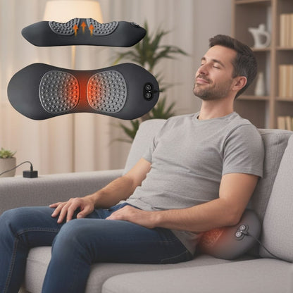 Lumbar Support Cushion with Heat & Vibration Therapy for Lower Back Pain, Sciatica Relief & Spine Alignment at Home or Office