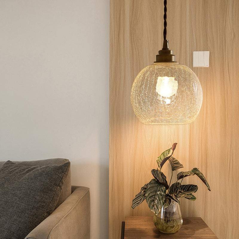 Glass Drop Pendant Light 6 in Clear Crystal Shade E27 Socket Kitchen Island Dining Table Overhead Fixture Scandinavian Minimalist Style for