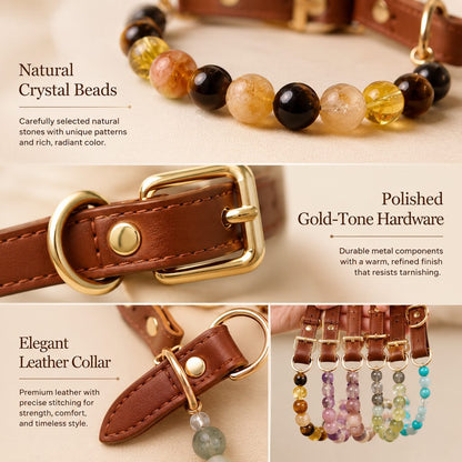 Astrology-Inspired Crystal-Beaded Adjustable Pet Collar