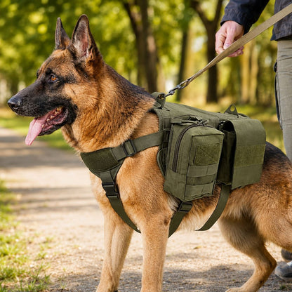 Detachable MOLLE Pouches & Breathable Mesh Dog Backpack Harness