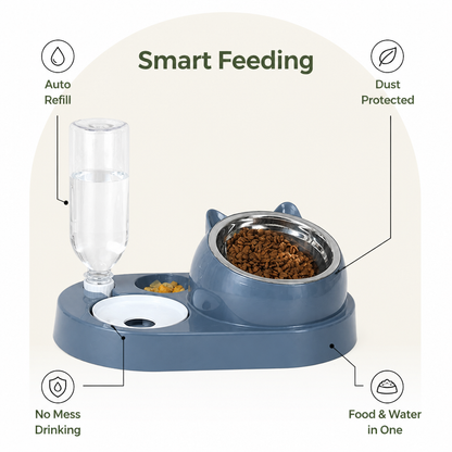 Ortekor 2-in-1 Feeder & Waterer Pet Bowl (Partitioned Tank)