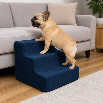Ortekor 3-Step High-Density Foam Dog Stairs (Removable Washable Cover)