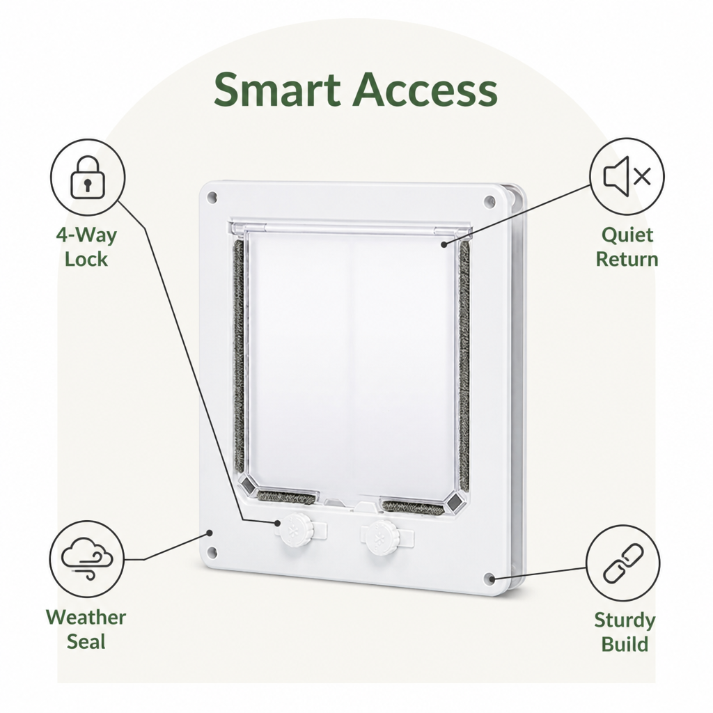 Ortekor 4-Way Locking & Self-Closing Pet Door
