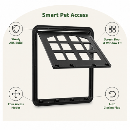 Ortekor 4-Way Self-Closing Dog Screen Door (Fits Screen Doors & Windows)