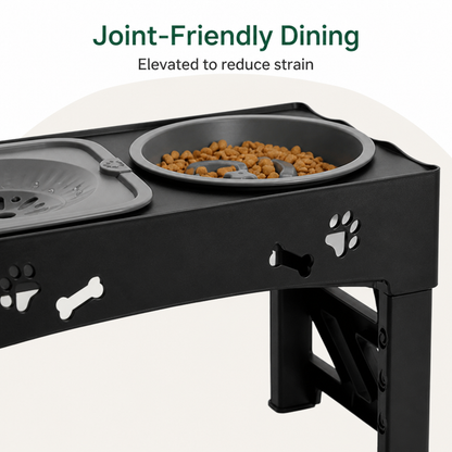 Ortekor Adjustable 5-Height Foldable Elevated Pet Feeder