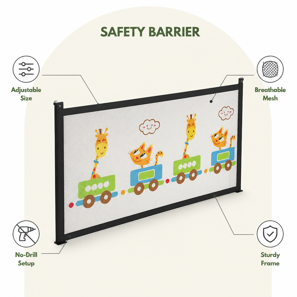 Ortekor Adjustable Breathable Mesh Safety Gate (No-Drill Installation)